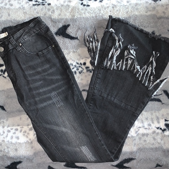 MODA LUXE Fringe Flair Black Jeans — 6 - Picture 3 of 12
